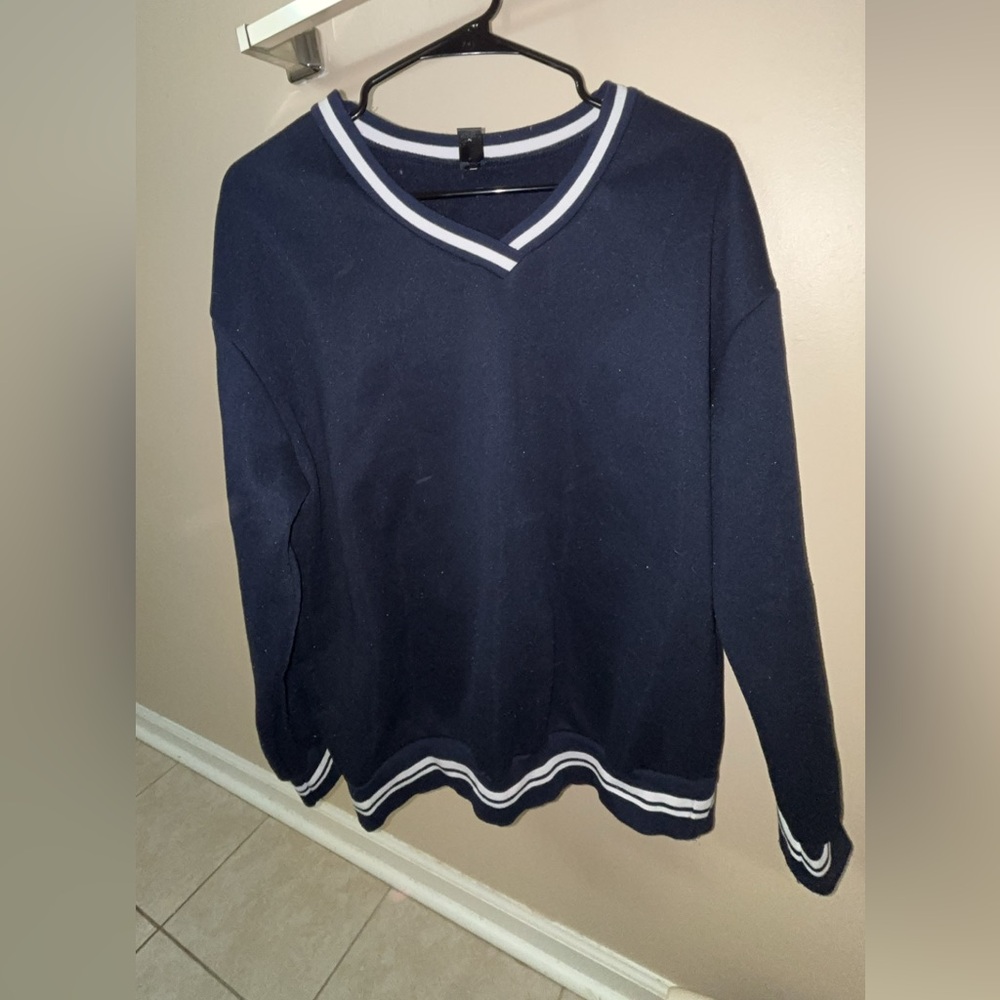 SHEIN Navy Sweater with White Accents
